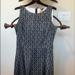 Talbots Navy Blue Cotton Lace Sleeveless Sheath Ribbon Accent - 14